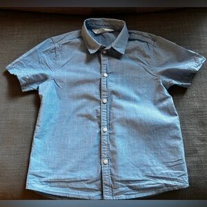 H&M Blue Short Sleeve Button Down Shirt, Size 7-8Y